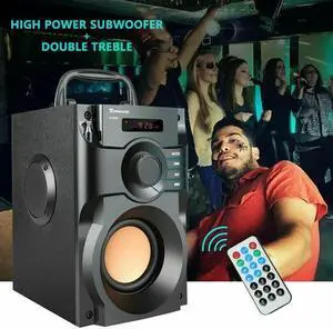 Hengwei Portable Bluetooth Speaker 10W Subwoofer Heavy Bass Wireless Outdoor Speaker MP3 Player Line in Speakers Support Remote Control FM Radio TF Card LCD Display for Home Party Phone Computer PC