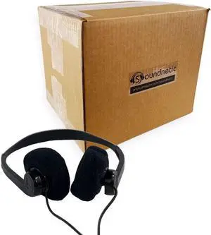 Soundnetic SN06 Bulk Headphones 100 Pack  Disposable Stereo Limited Use Headphones, Black  Affordable for Schools, Testing, Libraries