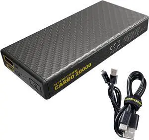 Nitecore Carbo 20000 Lightweight 20000mAh Power Bank for Outdoor, QC PD Quick Charge, USB & USB-C Dual Ports Waterproof Impact Resistant with Lumentac USB Cable