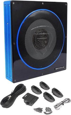 RW10CA 800W Peak Slim 10" Active Powered Car Subwoofer, Low Profile, Built-in Amp, Remote Bass Control, Perfect for Compact Car Audio Systems