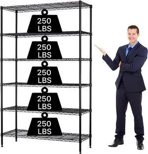 Dkelincs 6-Tier Wire Shelving Metal Storage Shelves for Garage Kitchen Laundry 42" L x 16" W x 72" H Steel Standing Shelf Unit Organizer Rack, Black Dkelincs 6-Tier Wire Shelving Metal Storage Shelves for Garage Kitchen Laundry 42" L x 16" W x 72" H Steel Standing Shelf Unit Organizer Rack, Black