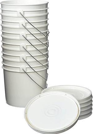 Letica 1 Gallon Bucket with Lid, HDPE, 6 Pack (White)