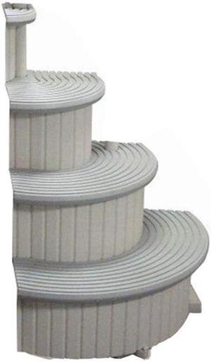 4-Step Above Ground Swimming Pool Entry Steps Curved Add-on, Gray