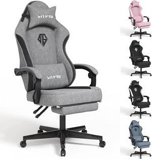 SITMOD Gaming Chair with Footrest-Computer Ergonomic Video Game Chair-Backrest and Seat Height Adjustable Swivel Task Chair for Adults with Lumbar Support(Gray)-Fabric