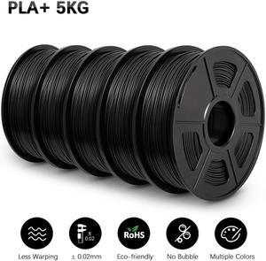 SUNLU 3D Printer Filament PLA Plus 1.75mm, SUNLU Neatly Wound PLA Filament 1.75mm PRO, PLA+ Filament for Most FDM 3D Printer, Dimensional Accuracy +/- 0.02 mm, 5 Pack, Black