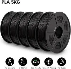 PLA 3D Printer Filament, SUNLU Neatly Wound PLA Filament 1.75mm Dimensional Accuracy +/- 0.02mm, 1kg Spool (2.2lbs), 330 Meters, 5 Pack, PLA Gray PLA 3D Printer Filament, SUNLU Neatly Wound PLA Filament 1.75mm Dimensional Accuracy +/- 0.02mm, 1kg Spool (2.2lbs), 330 Meters, 5 Pack, PLA Gray