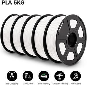 PLA 3D Printer Filament, SUNLU Neatly Wound PLA Filament 1.75mm Dimensional Accuracy +/- 0.02mm, 1kg Spool (2.2lbs), 330 Meters, 5 Pack,PLA White