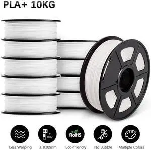 SUNLU 3D Printer Filament PLA Plus 1.75mm, SUNLU Neatly Wound PLA Filament 1.75mm PRO, PLA+ Filament for Most FDM 3D Printer, Dimensional Accuracy +/- 0.02 mm, White 10 Pack