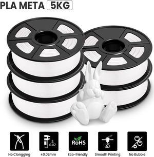 SUNLU 3D Printer Filament, Neatly Wound PLA Meta Filament 1.75mm, Toughness, Highly Fluid, Fast Printing for 3D Printer, Dimensional Accuracy +/- 0.02 mm (2.2lbs),1 KGWhite 5 Pack