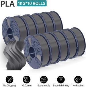 SUNLU PLA Filament 1.75mm, PLA 3D Printer Filament Bundle, Dimensional Accuracy +/- 0.02 mm, 1 kg Spool, 1.75mm, PLA 10KG,Black Gray