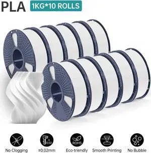 SUNLU PLA Filament 1.75mm, PLA 3D Printer Filament Bundle, Dimensional Accuracy +/- 0.02 mm, 1 kg Spool, 1.75mm, PLA 10KG,Black White