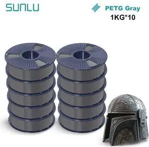 SUNLU PETG 3D Printer Filament, Super Neat Filament Spool, Strong PETG Filament 1.75mm Dimensional Accuracy +/- 0.02mm, 1KG Spool(2.2lbs), 320 Meters, PETG Gray 10KG