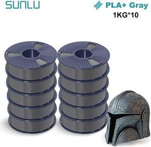 SUNLU 3D Printer Filament PLA Plus 1.75mm, SUNLU Neatly Wound 1.75mm PRO, PLA+ Filament for Most FDM 3D Printer, Dimensional Accuracy +/- 0.02 mm, 1 kg Spool(2.2lbs), Gray 10 KG