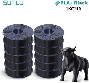 SUNLU 3D Printer Filament PLA Plus 1.75mm, SUNLU Neatly Wound 1.75mm PRO, PLA+ Filament for Most FDM 3D Printer, Dimensional Accuracy +/- 0.02 mm, 1 kg Spool(2.2lbs), Black 5KG 10 Pack