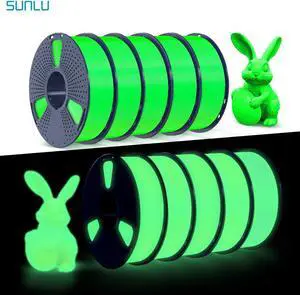 SUNLU 3D PLA Glow in The Dark Filament 1.75mm Glow Green, 3D Printing PLA Filament 1.75mm Dimensional Accuracy +/- 0.05 mm, 10kg in Total, 1kg per Spool, 10 Pack