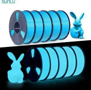 SUNLU 3D PLA Glow in The Dark Filament 1.75mm Glow Blue, 3D Printing PLA Filament 1.75mm Dimensional Accuracy +/- 0.05 mm, 10kg in Total, 1kg per Spool, 10 Pack