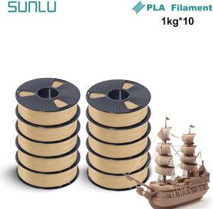 SUNLU PLA 3D Printer Filament PLA Filament 1.75mm, Neatly Wound Fit Most FDM 3D Printers,  PLA Wood Color 10kg in Total, 1kg per Spool, 10 Pack