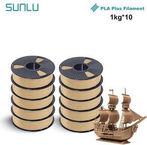 SUNLU PLA Plus Filament Bundle 10KG 1.75mm, Neatly Wound PLA Pro 3D Printing Filament 1.75mm, Dimensional Accuracy +/- 0.02 mm, 1kg Spool (2.2lbs), PLA Plus Wood Color