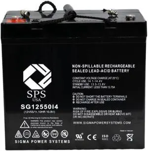 SPS Brand 12V 55 Ah Replacement Battery with i4 Terminal