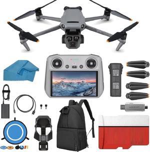 DJI Mavic 3 Pro with DJI RC, Flagship Triple-Camera Drone with 4/3 CMOS Hasselblad Camera, 43-Min Flight Time, with 128 GB Micro SD Card, 3.0 USB Card Reader, Landing Pad, Waterproof Backpack and More