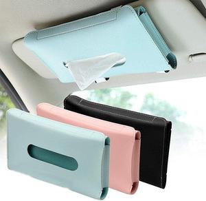 Car Tissue Boxes PU Leather Sun Visor Hanging Holder 23*13*2.5cm Auto Interior Storage Decoration Accessories