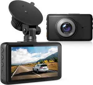 Dash Cam 1080P Full HD, 2 Mounting Options, On-Dashboard Camera Video Recorder Dashcam for Cars with 3" LCD Display, Night Vision, WDR, Motion Detection, Parking Mode, G-Sensor, 170° Wide Angle