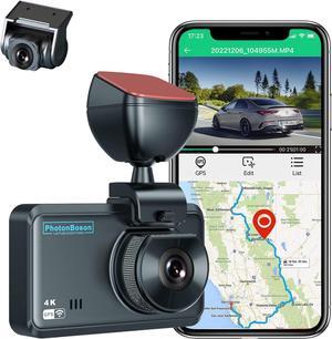 Dual Dash Cam Front 4K and Rear 2K, Wi-Fi, GPS, Dash Camera for Cars with 3 Inches IPS Screen, Car Camera Driving Recorder with Night Vision, Parking Mode