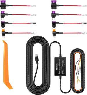 Dash Cam Hardwire Kit, Type-C Hardwire Kit for Dash Camera T90X, VT12,  VU12, 11.5ft,12V 24V to 5V Car Dashboard Cam Charger Power Cable with Low  Voltage Protection,Include 4 Fuse Taps 