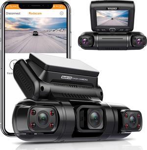 Dash Cam 3 Channel Front Inside 1440P+1080P+1080P Car Dashboard Camera Recorder 3.0" LCD IR Night Vision Supercapacitor Built-in WiFi Loop Recording Parking Mode Support 256GB Max