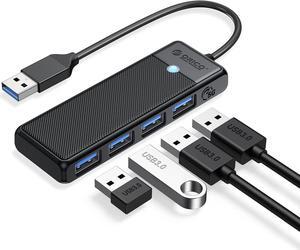 USB 3.0 Hub, ORICO 4-Port USB Hub, Ultra Slim USB Splitter for Laptop for MacBook, Mac Pro, iMac, Surface Pro,XPS, PS5, PC, Flash Drive, Mobile HDD(Black/0.5ft)