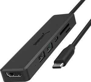 Multi Port USB Type C Hub with 4K HDMI | Power Delivery (60 Watts) | 1 USB 3.0 Port | 1 USB 2.0 Port | SD/microSD Card Reader (HB-TC6C)