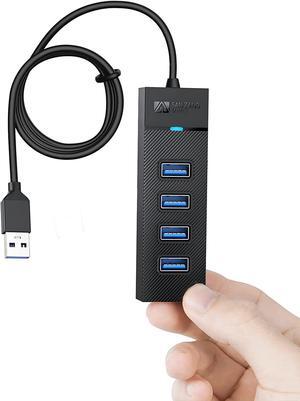4 Ports USB Hub 3.3FT, SANZANG USB 3.0 Hub, 5Gbps USB Splitter USB Port Expander for Laptop, Xbox, Flash Drive, HDD, Console, Printer, Camera,Keyborad, Mouse