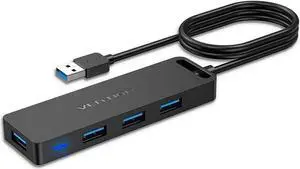 USB Hub,  4-Port USB 3.0 Hub 3FT Ultra-Slim Data USB Splitter Charging Supported Compatible for MacBook, Laptop, Surface Pro, PS4, PC, Flash Drive, Mobile HDD