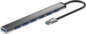 7 Ports 3.0 & 2.0 USB Ports Hub - Aluminium Alloy - High-Speed USB Port Expander - Extra USB Hub for PC, iMac, MacBook, Windows, Desktop, and More  A Multiple Computer USB HUB (7 Ports)