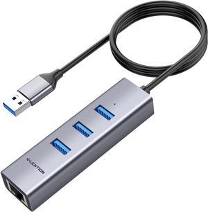 LENTION 3-Port USB 3.0 Hub with Gigabit Ethernet Adapter Compatible MacBook Air/Pro (Previous Generation), iMac, Surface, Chromebook, More Type A Laptops - Ultra Slim (CB-H23s-0.5M, Space Gray)