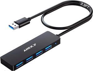 USB Hub 3.0, ANKKY 4-Port USB 3.0 Hub USB Splitter USB Expander for Laptop, Xbox, Flash Drive, HDD, Console, Printer, Camera,Keyborad, Mouse-3.3FT