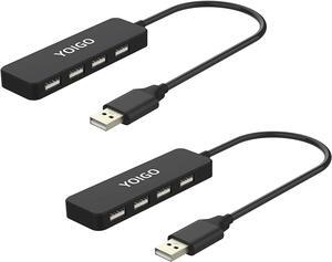 YOIGO USB hub,4 Port 2.0 USB Splitter,2 Pack,USB hub for Laptop,MacBook,Surface Pro,PC,Flash Drive,Mobile HDD