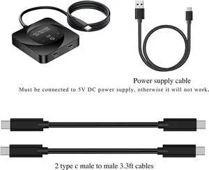 ELECABLE USB C Switch Bi-Direction 2 in 1 Out or 1 in 2 Splitter 8K@60Hz Video / 10Gbps Data Transfer Compatible with Thunderbolt Device (Black)