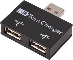2 Port USB Extender Male to Dual Female USB Splitter USB 2.0 Adapter Hub Ultra Slim Twin USB Divider for Computer, Laptop, Mouse, Keyboard, All USB Peripherals (Black)