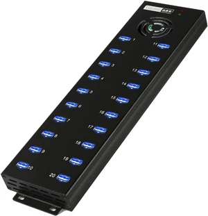 20 Ports Industiral USB 2.0 HUB - Powered Data and Charging Hub - 12V 10A External Power Adapter - Output of 1.2A Per USB Port - Aluminum Alloy Casing - Mouting Bracket - Led Indicator 20 Ports Industiral USB 2.0 HUB - Powered Data and Charging Hub - 12V 10A External Power Adapter - Output of 1.2A Per USB Port - Aluminum Alloy Casing - Mouting Bracket - Led Indicator