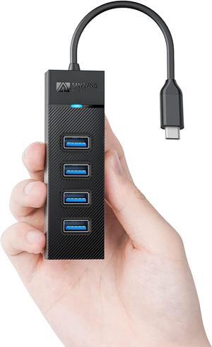 4 Ports USB C Hub, SANZANG USB 3.0 Hub, 5Gbps USB C Splitter USB C Port Expander for Laptop, Xbox, Flash Drive, HDD, Console, Printer, Camera,Keyborad, Mouse6 inch