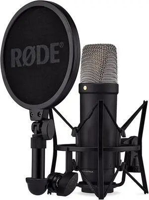 Rode NT1 5th Generation Condenser Microphone with SM6 Shockmount and Pop Filter - Black