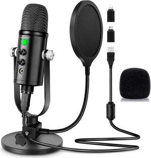PROAR Microphone for Podcast, USB Microphone Kit for Phone, PC/Micro/Mac/Android,Professional Plug&Play Studio Microphone with Stand for Gaming, Online Chatting, Videos, Voice Overs, Streaming