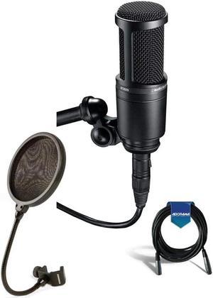 Audio-Technica AT2020 Condenser Studio Microphone with Knox Filter and Boom  Arm 
