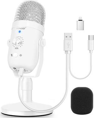 Podcast Microphone for Phone, Professional Metal USB Microphone for PC/Pad/PS4/i*O*S/Android,Computer Mic with Noise Cancelling,Asmr Microphone Plug&Play for Streaming,Podcast,Gaming,TikTok