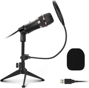 Condenser Microphone, Vocal Optimization, USB Plug & Play Recording Microphone with Anti Slip Mic Stand Dual-Layer Pop Filter Computer Microphone for Gaming Podcasting Live Streaming YouTube