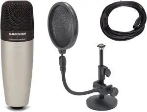Samson C01 Condenser Microphone with Pop Filter, Microphone Stand, and Cable