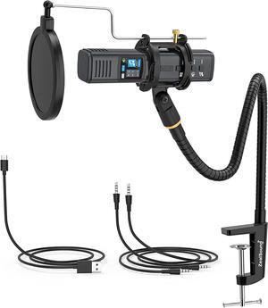 Studio Microphone, Condenser Recording Microphone for Phone & Computer Mac Tablet, Metal DJ Mixer Mic with Gooseneck Arm Clamp Mount for Singing Podcasting Streaming YouTube TikTok Videos