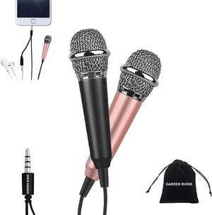 2pcs Mini Microphone, Karaoke Microphone, Asmr Microphone, Small Microphone for Singing, Recording and Listening to Songs, for Portable Laptop/Apple Samsung Android (Black&Rose Gold)