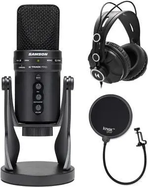 Samson G-Track Pro USB Microphone Bundle with Headphones and Pop Filter (3 Items)